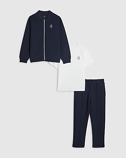 Boys Navy Bomber Jacket 3 Piece Set