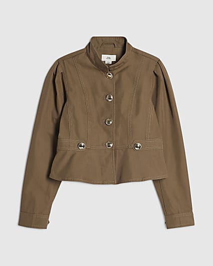 Girls Khaki Twill Buttoned Jacket