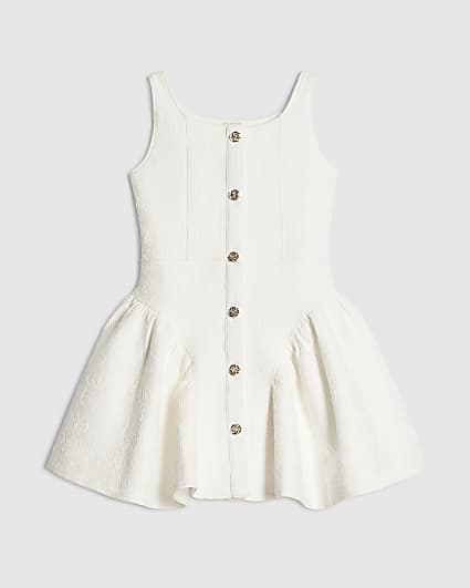 Girls White Lace Scuba Dress