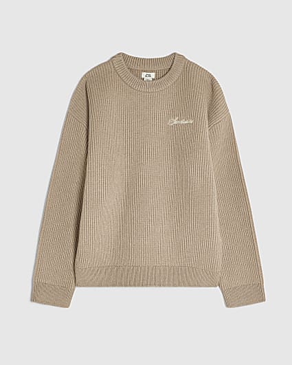 Boys Beige Rib Jumper