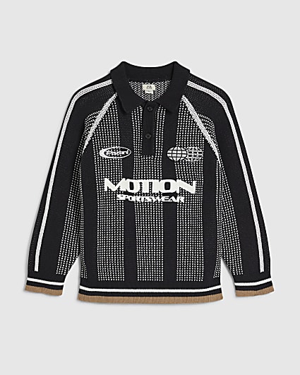 Boys Black Motion Sportswear Knit Jumper