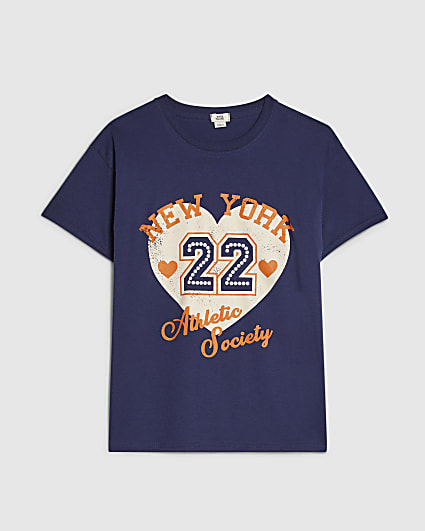 Girls Navy New York 22 T-Shirt