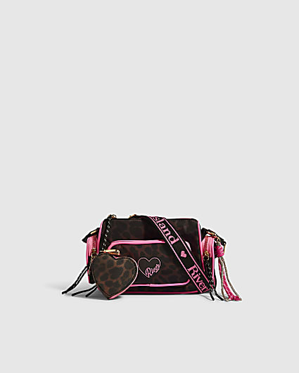 Girls Black Leopard Print Camera Bag