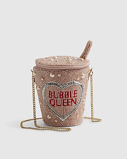 Girls Pink Bubble Queen Beaded Bag