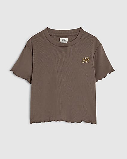 Girls Brown Soft Touch Baby T-Shirt