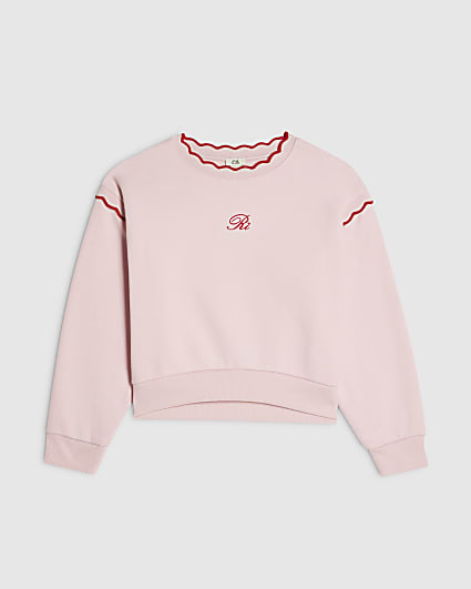 Girls Pink Scallop Edge RI Sweatshirt