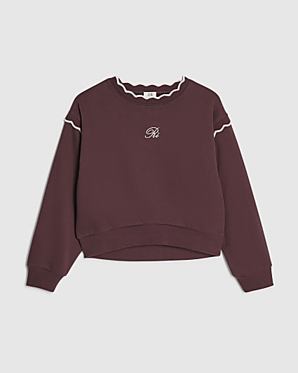 Girls Purple Scallop Edge RI Sweatshirt