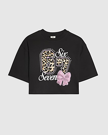 Girls Black Six Seven 67 Crop Top