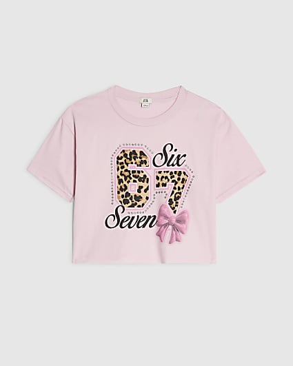 Girls Pink 67 Crop T-Shirt