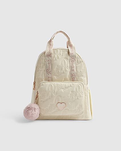 Girls Cream RI Quilted Backpack