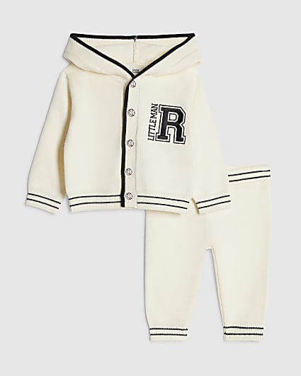 Baby Boys Cream Hooded Cardigan Set