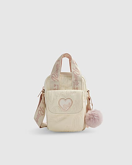 Girls Cream Top Handle RI Cross Body Bag