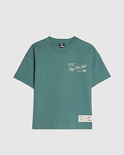 Boys Green Pony Oversized Script T-Shirt