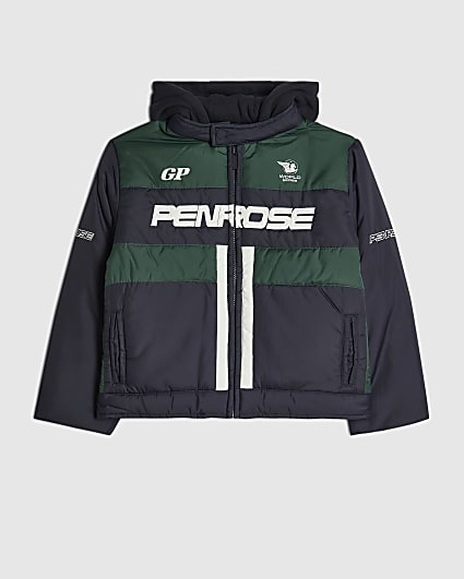 Boys Navy Blocked Racer Jacket
