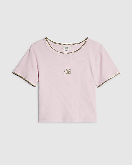 Girls Pink Whipstitch T-Shirt