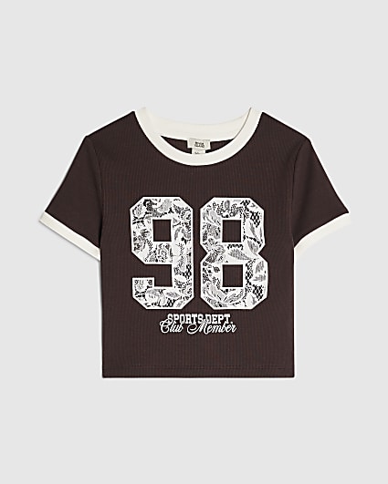 Girls Brown Lace 98 Number T-Shirt