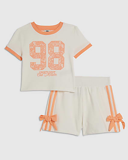 Girls Pink 98 Lace Number T-Shirt & Short Set