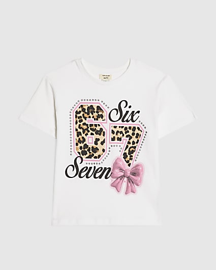 Mini Girls White Six Seven 67 T-Shirt