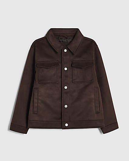 Boys Brown Faux Suede Western Jacket
