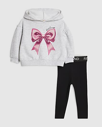 Mini Girls Grey Bow Hoodie Set
