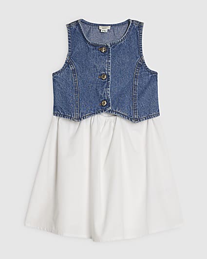 Mini Girls Blue Hybrid Denim Dress