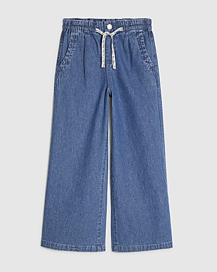 Girls Blue Wide Leg Jeans