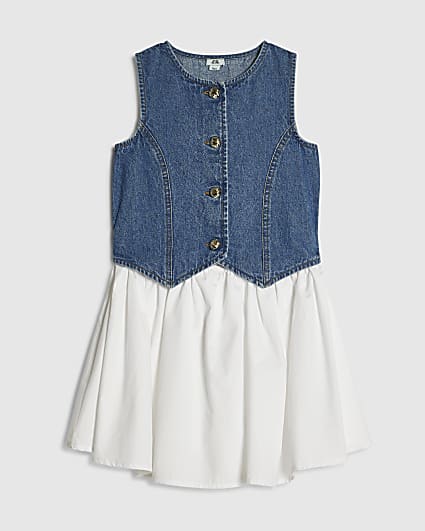 Girls Blue Hybrid Waistcoat Dress