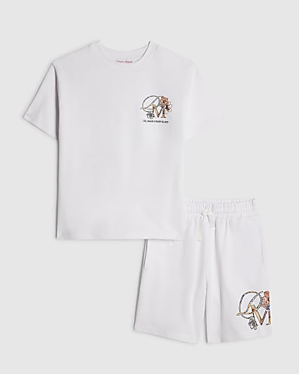 Boys White T-Shirt And Shorts Set