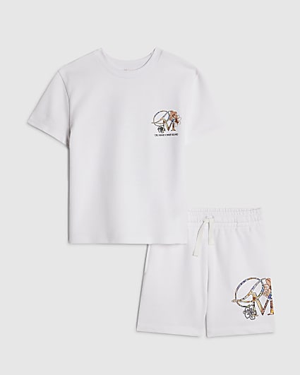 Mini Boys White T-Shirt And Shorts Set