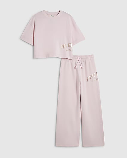 Girls Cream Metallic RI Joggers Set