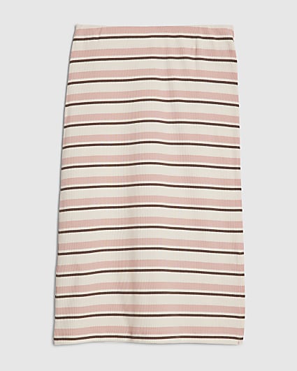 Girls Pink Stripe Midi Skirt