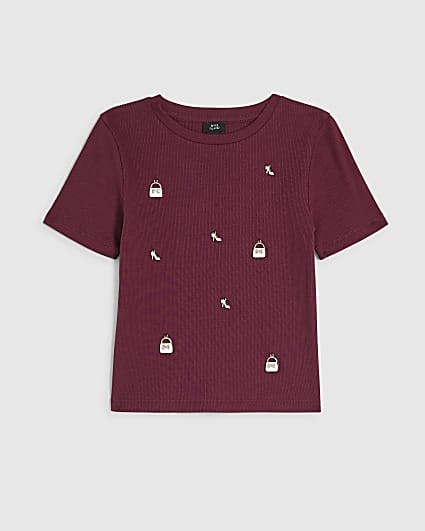 Girls Red Handbag Charms T-Shirt
