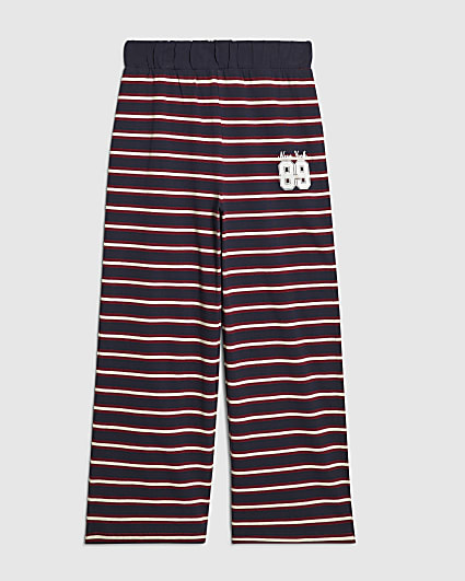 Girls Navy Stripe 89 Wide Leg Joggers