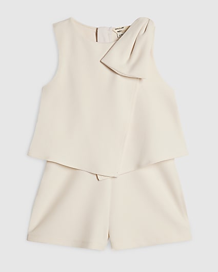Mini Girls Cream Bow Playsuit
