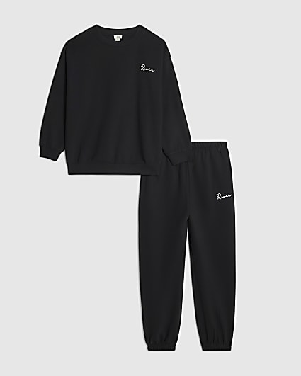 Boys Black Scripty River Sweatshirt Set