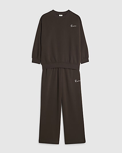 Boys Brown River Wide Leg Joggers Set