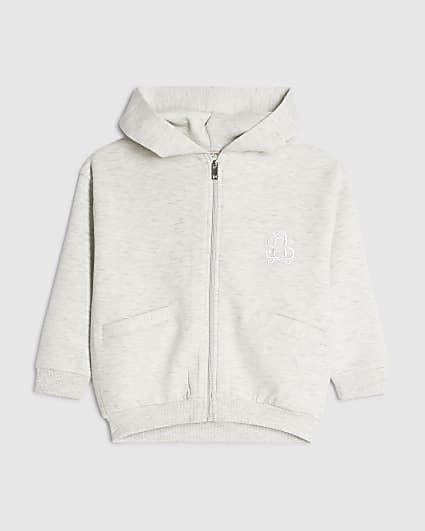 Mini Boys Premium Grey Zip Through Hoodie