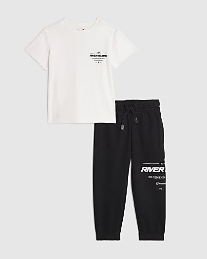 Mini Boys White RI T-Shirt And Joggers Set