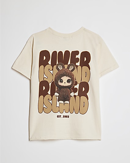 Girls Beige Monster T-Shirt