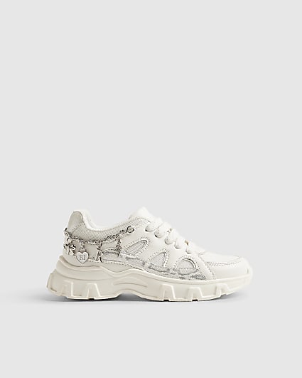 Girls White Chunky Charm Trainers