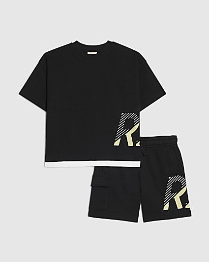 Mini Boys Black RI T-Shirt & Shorts Set