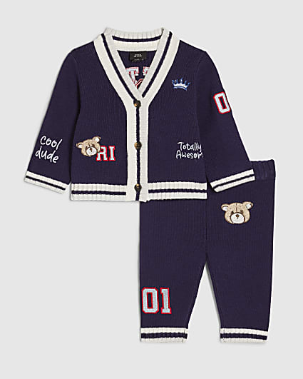 Baby Boys Navy Little Champ Cardigan Set
