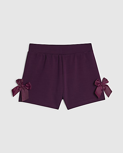 Girls Purple Premium Bow Shorts