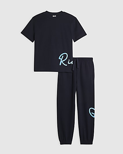 Boys Navy River Scripty T-Shirt Set
