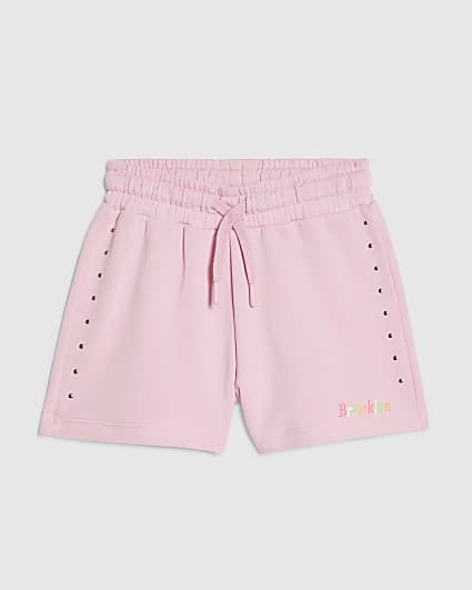 Girls Pink Brooklyn Stud Shorts