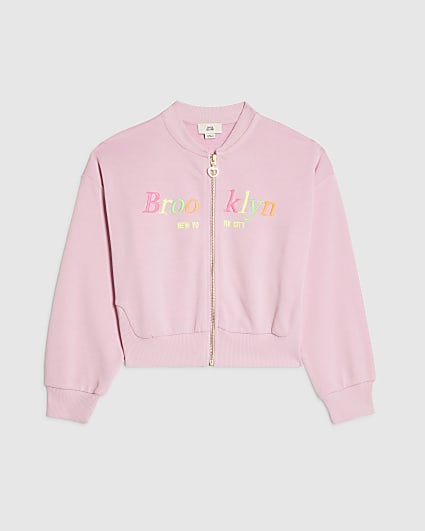 Girls Pink Brooklyn Zip Through Sweatshirt