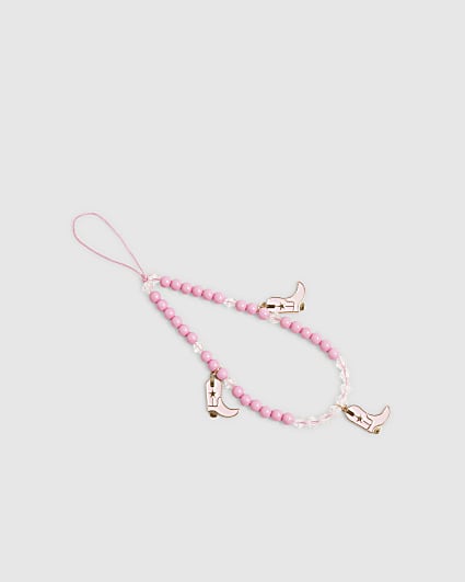 Girls Pink Cowboy Shoes Phone Charm