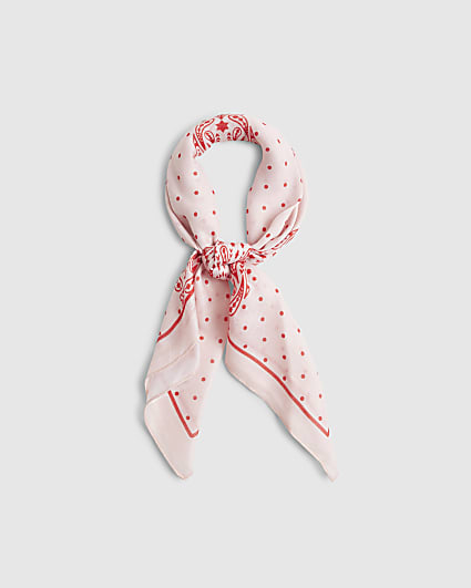 Girls Pink Polka Dot Paisley Scarf