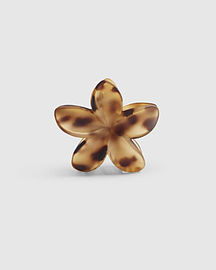Girls Brown Leopard Flower Hair Claw Clip