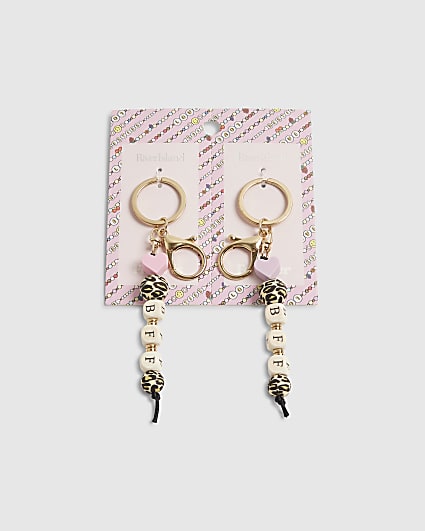 Girls Pink Leopard Print BFF Keyring